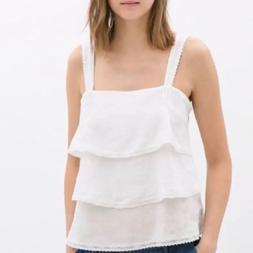 Zara White Tiered Ruffle Tank Top Size Small